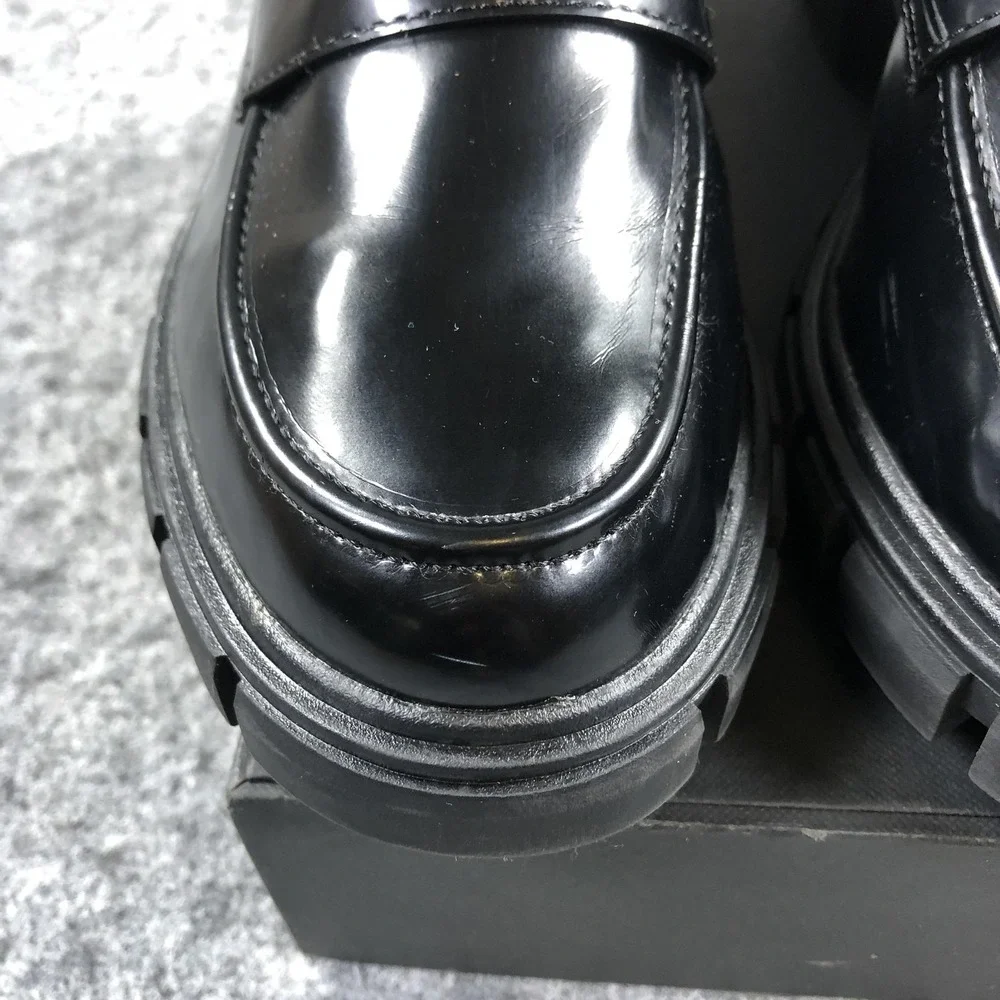 Crown Vintage Loafers Sage Womens 9.5 M Black Platform Block Heel Shoes